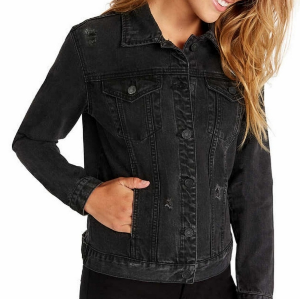 Buffalo David Bitton Distressed Denim Trucker Jacket Small